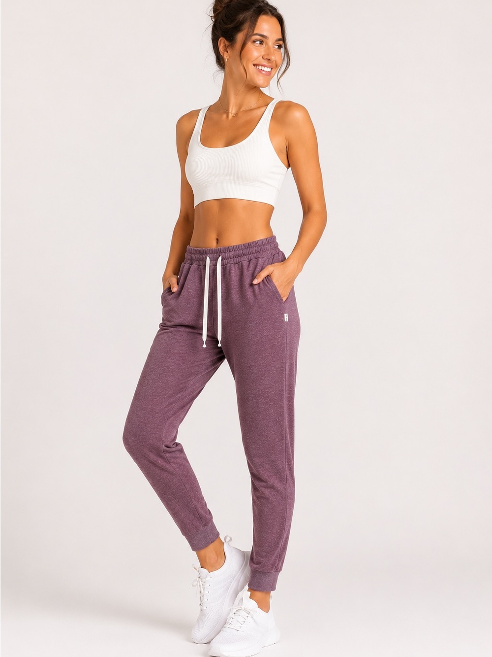 Vuori Performance Jogger DreamKnit VW303 Heather Mauve Plum Women’s Size M - Picture 2 of 8